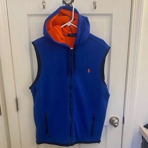Ralph Lauren Blue and Orange Sleeveless Hooded Vest
